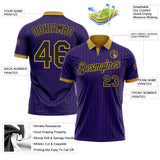 Custom Purple Black Pinstripe-Old Gold Performance Polo Shirt