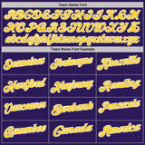 Custom Purple White Pinstripe-Yellow Performance Polo Shirt