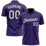 Custom Purple White Pinstripe-Black Performance Polo Shirt
