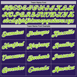 Custom Purple White Pinstripe-Neon Green Performance Polo Shirt