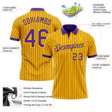 Custom Yellow Black Pinstripe-Purple Performance Polo Shirt