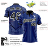 Custom Royal White Pinstripe-Black Performance Polo Shirt