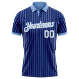 Custom Royal White Pinstripe-Light Blue Performance Polo Shirt