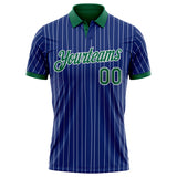 Custom Royal White Pinstripe-Kelly Green Performance Polo Shirt