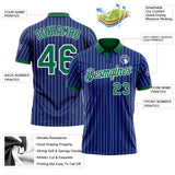 Custom Royal White Pinstripe-Kelly Green Performance Polo Shirt