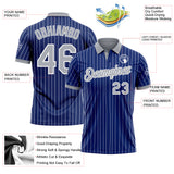 Custom Royal White Pinstripe-Gray Performance Polo Shirt