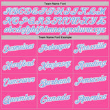 Custom Pink White Pinstripe-Light Blue Performance Polo Shirt