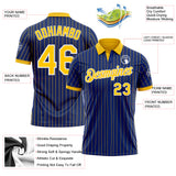 Custom Royal Yellow Pinstripe-White Performance Polo Shirt
