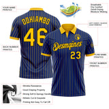 Custom Royal Yellow Pinstripe-Black Performance Polo Shirt