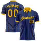 Custom Royal Yellow Pinstripe-Black Performance Polo Shirt