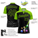 Custom Black-Neon Green Billiard Balls Performance Polo Shirt