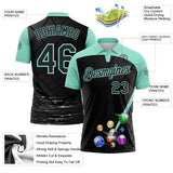 Custom Black-Ice Blue Billiard Balls Performance Polo Shirt