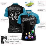Custom Black Panther Blue-White Billiard Balls Performance Polo Shirt
