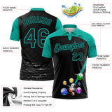 Custom Black-Aqua Billiard Balls Performance Polo Shirt
