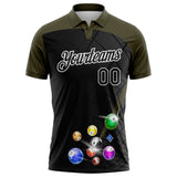 Custom Black Olive-White Billiard Balls Performance Polo Shirt