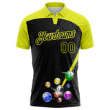 Custom Black-Neon Yellow Billiard Balls Performance Polo Shirt