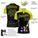 Custom Black-Neon Yellow Billiard Balls Performance Polo Shirt