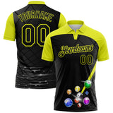 Custom Black-Neon Yellow Billiard Balls Performance Polo Shirt