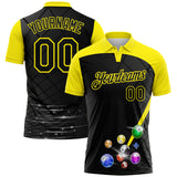 Custom Black-Light Yellow Billiard Balls Performance Polo Shirt
