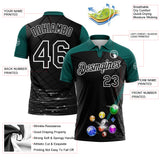 Custom Black Midnight Green-White Billiard Balls Performance Polo Shirt