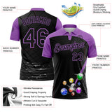 Custom Black-Medium Purple Billiard Balls Performance Polo Shirt
