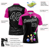 Custom Black Deep Pink-White Billiard Balls Performance Polo Shirt