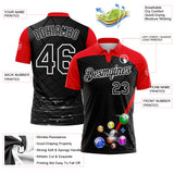 Custom Black Fire Red-White Billiard Balls Performance Polo Shirt