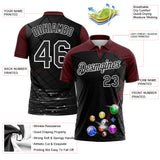Custom Black Maroon-White Billiard Balls Performance Polo Shirt