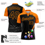 Custom Black-Bay Orange Billiard Balls Geometric Grid Performance Polo Shirt