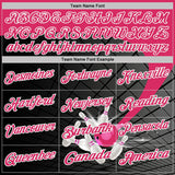 Custom Black Pink-White Bowling Geometric Grid Performance Polo Shirt