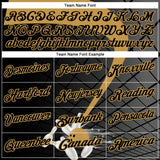 Custom Black-Old Gold Bowling Geometric Grid Performance Polo Shirt
