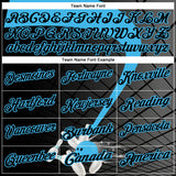 Custom Black-Sky Blue Bowling Geometric Grid Performance Polo Shirt