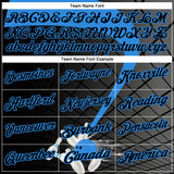 Custom Black-Powder Blue Bowling Geometric Grid Performance Polo Shirt