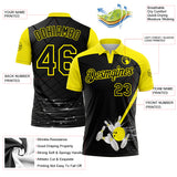 Custom Black-Light Yellow Bowling Geometric Grid Performance Polo Shirt