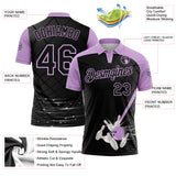 Custom Black-Light Purple Bowling Geometric Grid Performance Polo Shirt