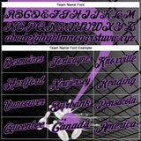 Custom Black-Medium Purple Bowling Geometric Grid Performance Polo Shirt