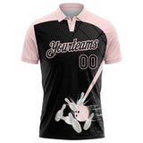 Custom Black-Light Pink Bowling Geometric Grid Performance Polo Shirt