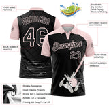 Custom Black-Light Pink Bowling Geometric Grid Performance Polo Shirt
