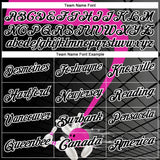 Custom Black Deep Pink-White Bowling Geometric Grid Performance Polo Shirt