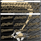 Custom Black-Vegas Gold Bowling Geometric Grid Performance Polo Shirt