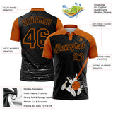 Custom Black-Texas Orange Bowling Geometric Grid Performance Polo Shirt