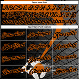 Custom Black-Texas Orange Bowling Geometric Grid Performance Polo Shirt