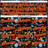 Custom Graffiti Pattern Red Black Light Blue-Old Gold Vibrant Multi-Color Abstract Splatter Performance Polo Shirt