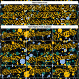 Custom Graffiti Pattern Black Light Blue Gold-Teal Vibrant Multi-Color Abstract Splatter Performance Polo Shirt