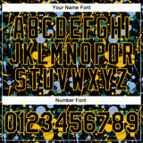 Custom Graffiti Pattern Black Light Blue Gold-Teal Vibrant Multi-Color Abstract Splatter Performance Polo Shirt