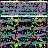 Custom Graffiti Pattern Aqua Black Pink-Neon Green Vibrant Multi-Color Abstract Splatter Performance Polo Shirt