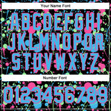 Custom Graffiti Pattern Sky Blue Black Pink-Pea Green Vibrant Multi-Color Abstract Splatter Performance Polo Shirt
