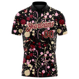 Custom Graffiti Pattern Crimson Black Cream-Light Pink Vibrant Multi-Color Abstract Splatter Performance Polo Shirt