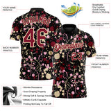 Custom Graffiti Pattern Crimson Black Cream-Light Pink Vibrant Multi-Color Abstract Splatter Performance Polo Shirt