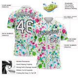 Custom Graffiti Pattern White Pink Aurora Green Lakes Blue-Black Vibrant Multi-Color Abstract Splatter Performance Polo Shirt